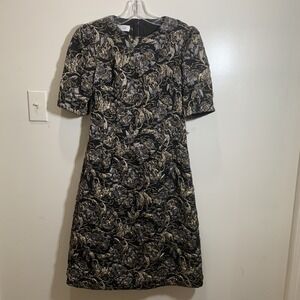 Rickie Freeman For Teri Jon NWOT A Line Textured Metallic Jacquard Dress Size 4